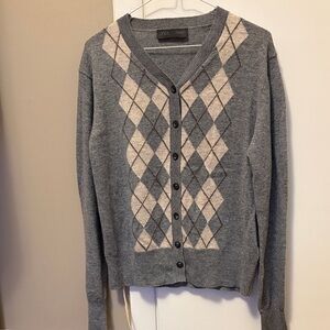 Zara Gray and Cream Argyle Cardigan